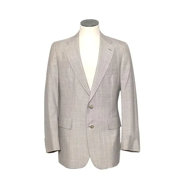 Vintage Chaps By Ralph Lauren 3-Piece Suit Tan Crosshatch Preppy Old Money Rich